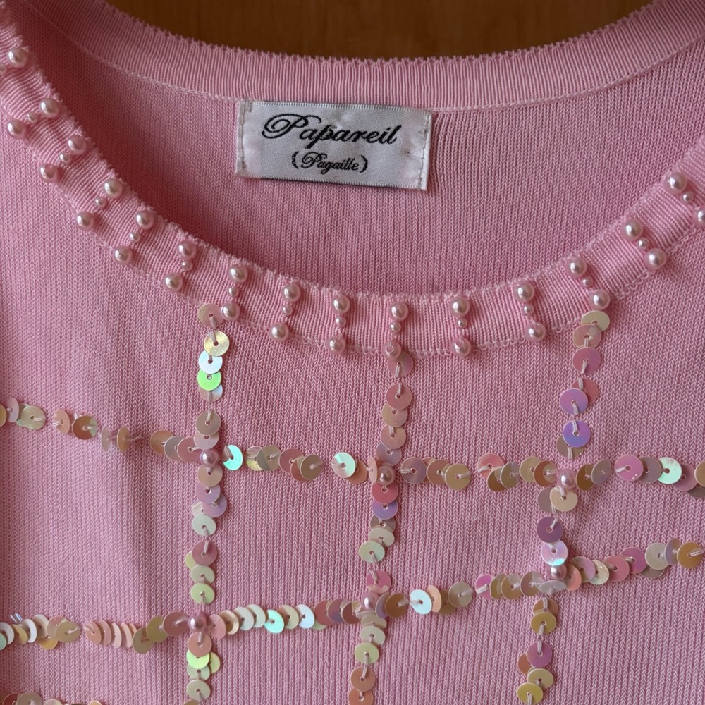 Vintage Pink Sequin Embellished Top
